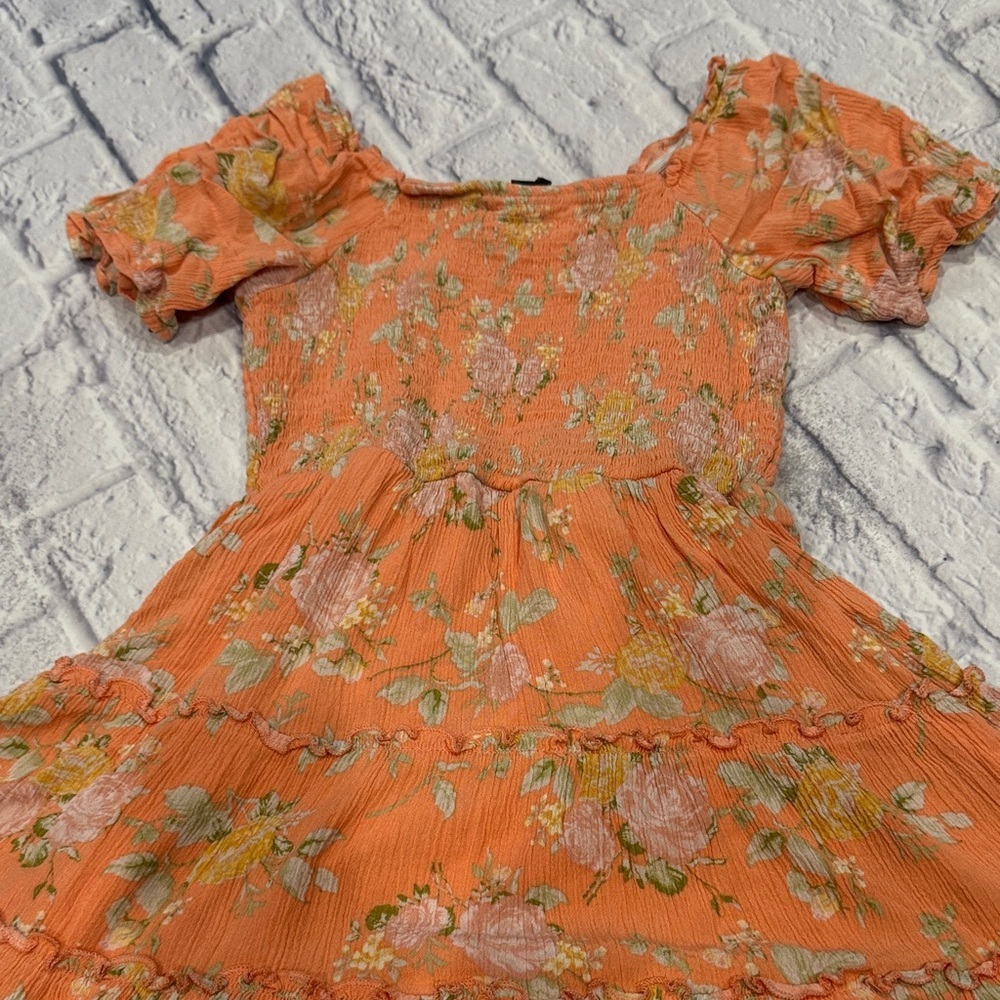 Floral Orange Kids Dress - Picture 5 of 5